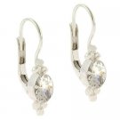 Sterling Silver Diamond cz oval stone bali bead Lever Back LeverBack Earrings E10000