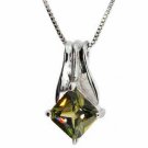 Sterling Silver Diamond shaped Dark Green Olive Pendant P4501OL