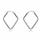 Sterling Silver Diamond Shaped Hoop Earrings H2961
