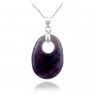 Sterling Silver Dogtooth Amethyst Oval Necklace P12747PUS