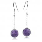 Sterling Silver Dogtooth Amethyst Round Dangle Earrings E13581PUS