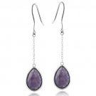 Sterling Silver Dogtooth Amethyst Teardrop Dangle Earrings E13582PUS