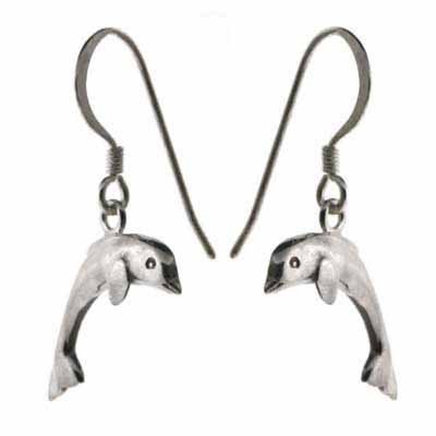 Sterling Silver Dolphin Dangle Earrings E4335