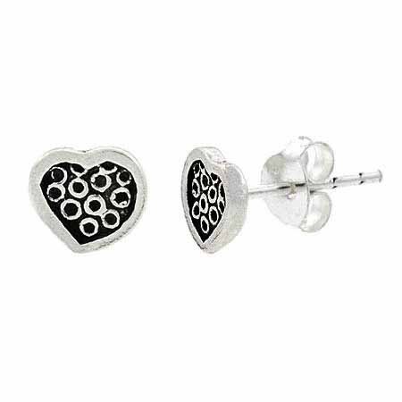 Sterling Silver Dotted Heart Stud Children's Earrings E9105