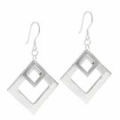 Sterling Silver Double Diamond Shape Dangle Earrings E4608