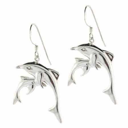 Sterling Silver Double Dolphin Earrings E4966