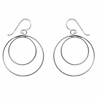 Sterling Silver Double Open Circle Earrings E4544