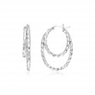 Sterling Silver Double Oval Textured Hoop Earrings Sterling Silver