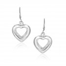 Sterling Silver Drop Earrings with a Puffed Open Heart Design D69265448