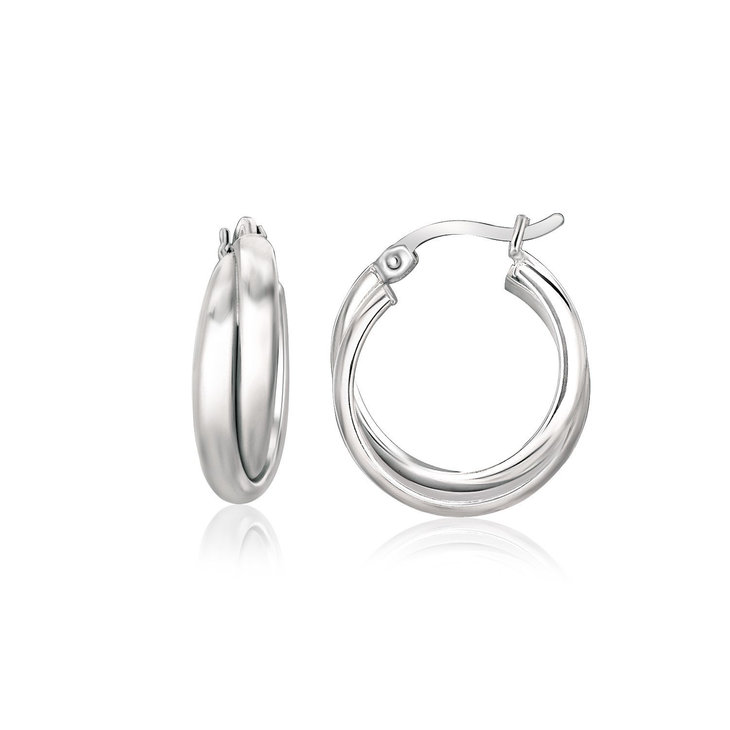 Sterling Silver Dual Round Entwined Hoop Earrings D33642401