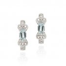 Sterling Silver Emerald Cut Blue Topaz & Diamond Accent Half Hoop Earrings E11607BT
