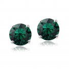 Sterling Silver Emerald Swarovski Elements May Birthstone Stud Earrings E13931E