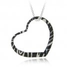 Sterling Silver Enamel Zebra Pattern Heart Pendant P11114M6