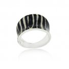 Sterling Silver Enamel Zebra Print Ring Size 10 R11115M6-10
