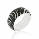 Sterling Silver Enamel Zebra Print Ring Size 8 R11117M6-8