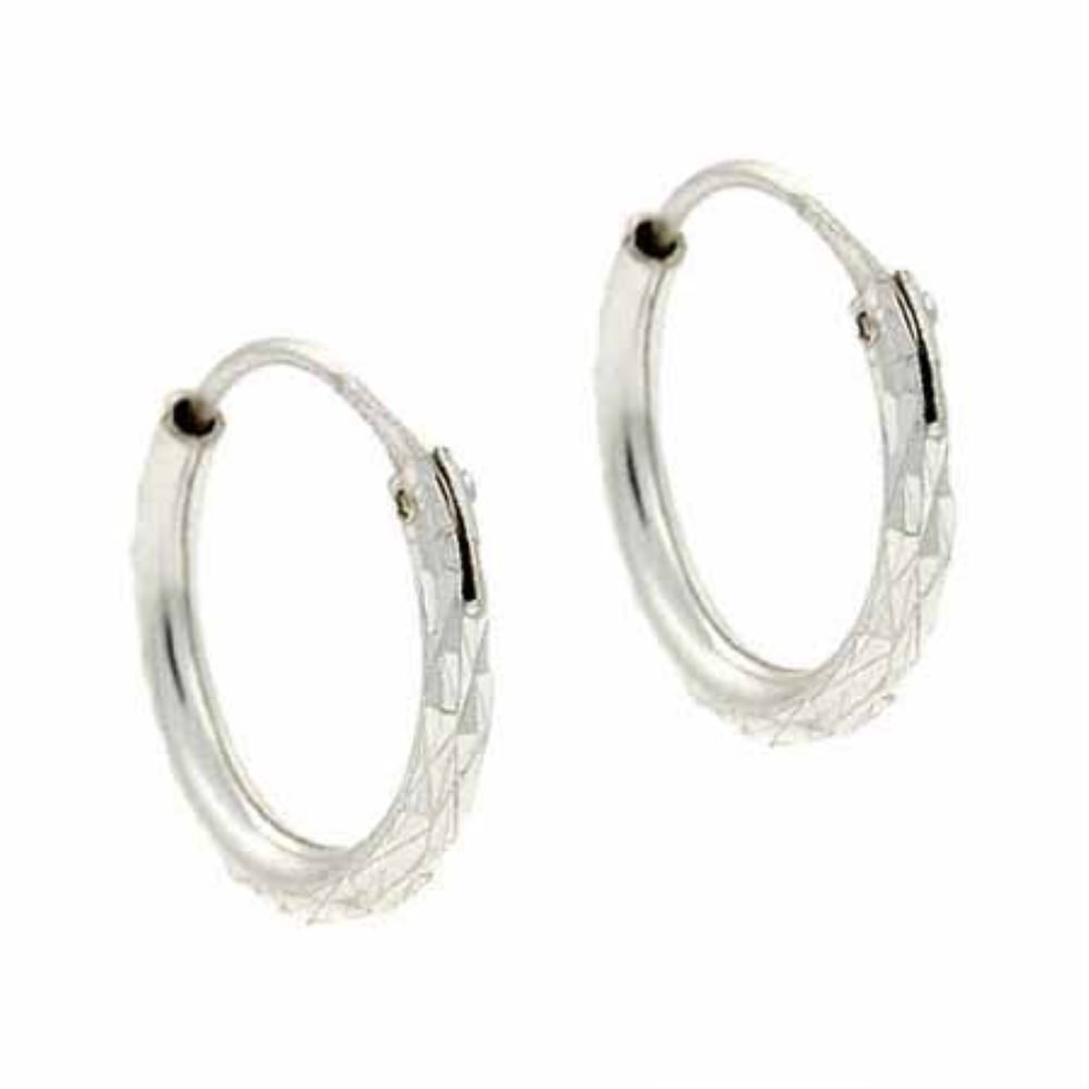Sterling Silver Etched 12mm Hoop Earrings H9107D12