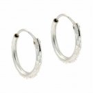 Sterling Silver Etched 12mm Hoop Earrings H9107D12