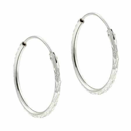 Sterling Silver Etched 20mm Hoop Earrings H9107D20