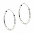Sterling Silver Etched 20mm Hoop Earrings H9107D20