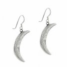 Sterling Silver Etched Design Crescent Moon Earrings E9028