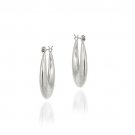 Sterling Silver Etched Flower Design Hoop Earrings H4791