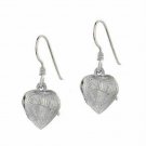 Sterling Silver Etched Vintage Design Love Heart Locket Earrings E9021