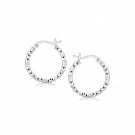 Sterling Silver Faceted Design Hoop Earrings with Rhodium Plating D49466495