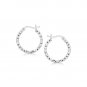 Sterling Silver Faceted Design Hoop Earrings with Rhodium Plating D49466495