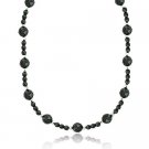 Sterling Silver Faceted Genuine Hematite Stone Bead Long Necklace 30 N9961HF
