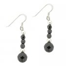Sterling Silver Faceted Hematite Bead Dangle Earrings E9959HF