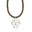 Sterling Silver Faceted Smoky Quartz Beads & CZ Teardrop Circle Necklace N9955SQF