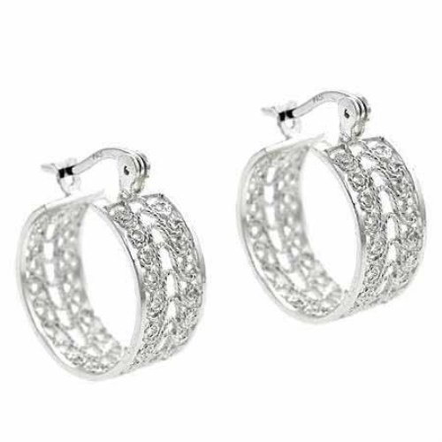 Sterling Silver Filigree 23mm Hoop Earrings E9072