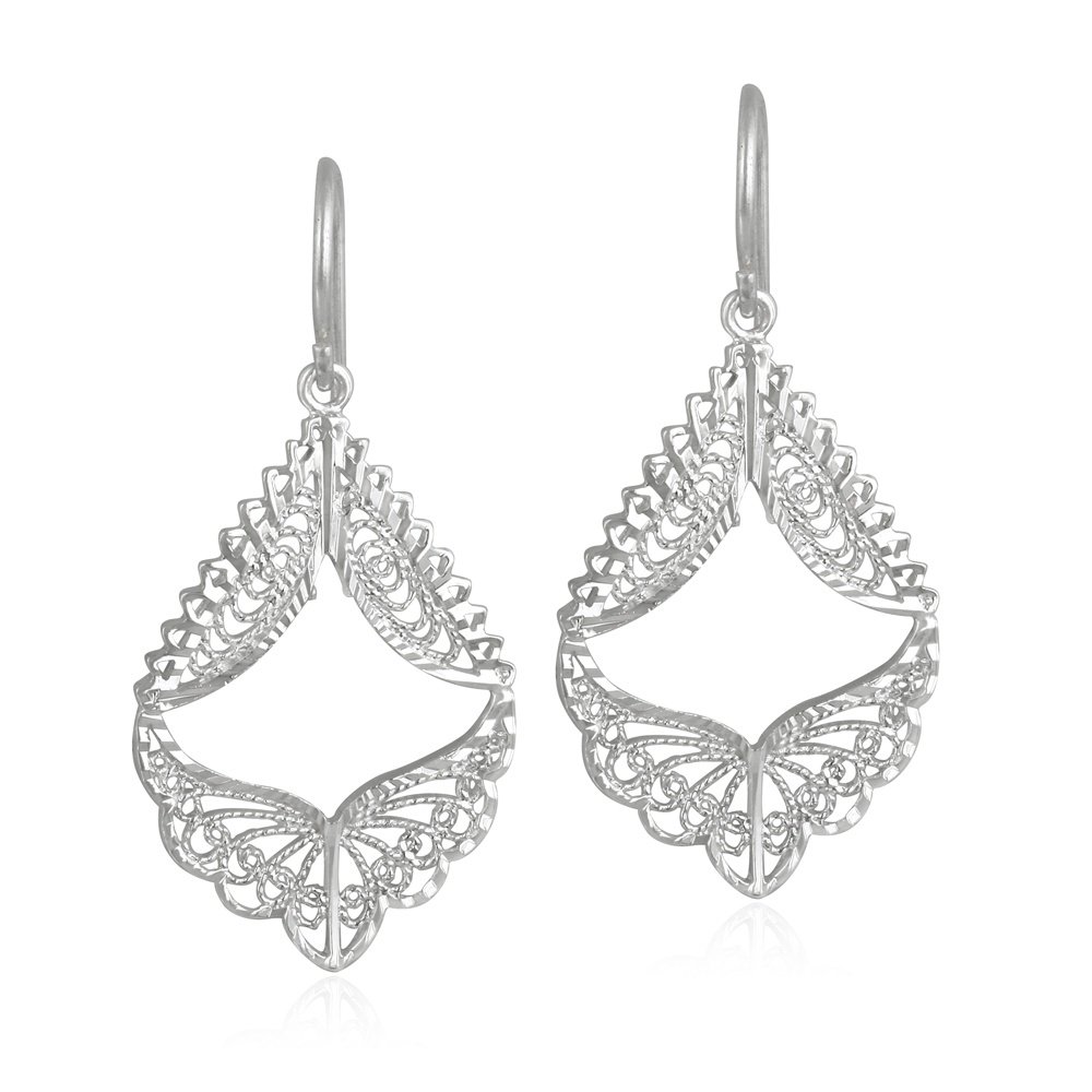 Sterling Silver Filigree Angel Wings Earrings E9075