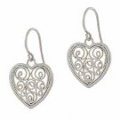 Sterling Silver Filigree Heart Dangle Earrings E9008