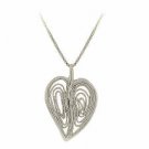 Sterling Silver Filigree Modern Heart Pendant P9012