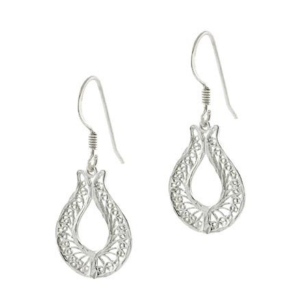 Sterling Silver Filigree Open Oval Earrings E9349