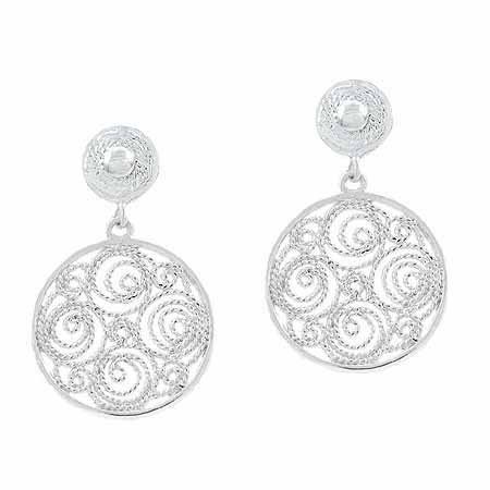 Sterling Silver Filigree Round Circle Earrings E9003