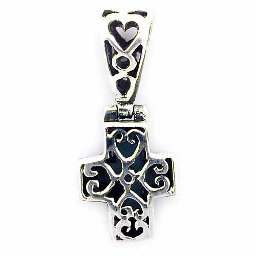 Sterling Silver Filigree Turquoise Cross Pendant 1361
