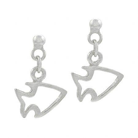 Sterling Silver Fish Silhouette Small Dangle Earrings E9123
