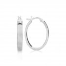 Sterling Silver Flat Style Oval Hoop Earrings with Rhodium Plating D43564985
