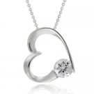 Sterling Silver Floating CZ Heart Pendant P10829