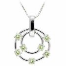Sterling Silver Floating Light Green CZ Double Circle Pendant P2667LGR