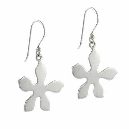 Sterling Silver Flower Dangle Earrings E9209