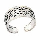 Sterling Silver Flower Filigree Adjustable Toe Ring TR4088