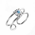 Sterling Silver Flower Toe Ring with Simulated Aquamarine CZ TR4073AQZ