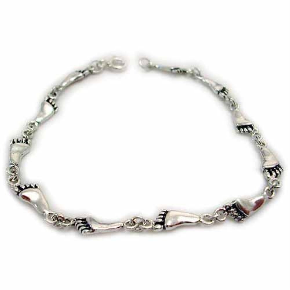 Sterling Silver Footprint Link Bracelet 1185-7