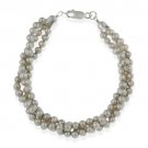 Sterling Silver Freshwater Cultered Gray Pearl Three Row Twisted Bracelet B11226FGPL