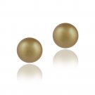 Sterling Silver Freshwater Cultured 10-10.5mm Golden Green Pearl Stud Earrings E11848M3