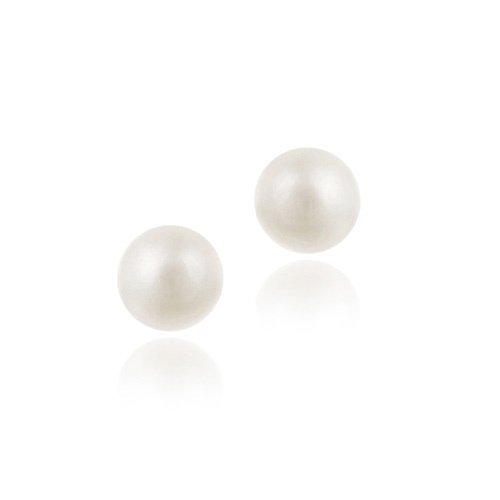 Sterling Silver Freshwater Cultured 7-7.5mm White Pearl Stud Earrings E11845FPL