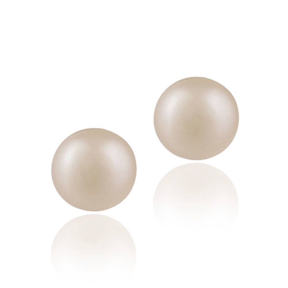 Sterling Silver Freshwater Cultured 8-8.5mm Peach Pearl Stud Earrings E11846FPCH